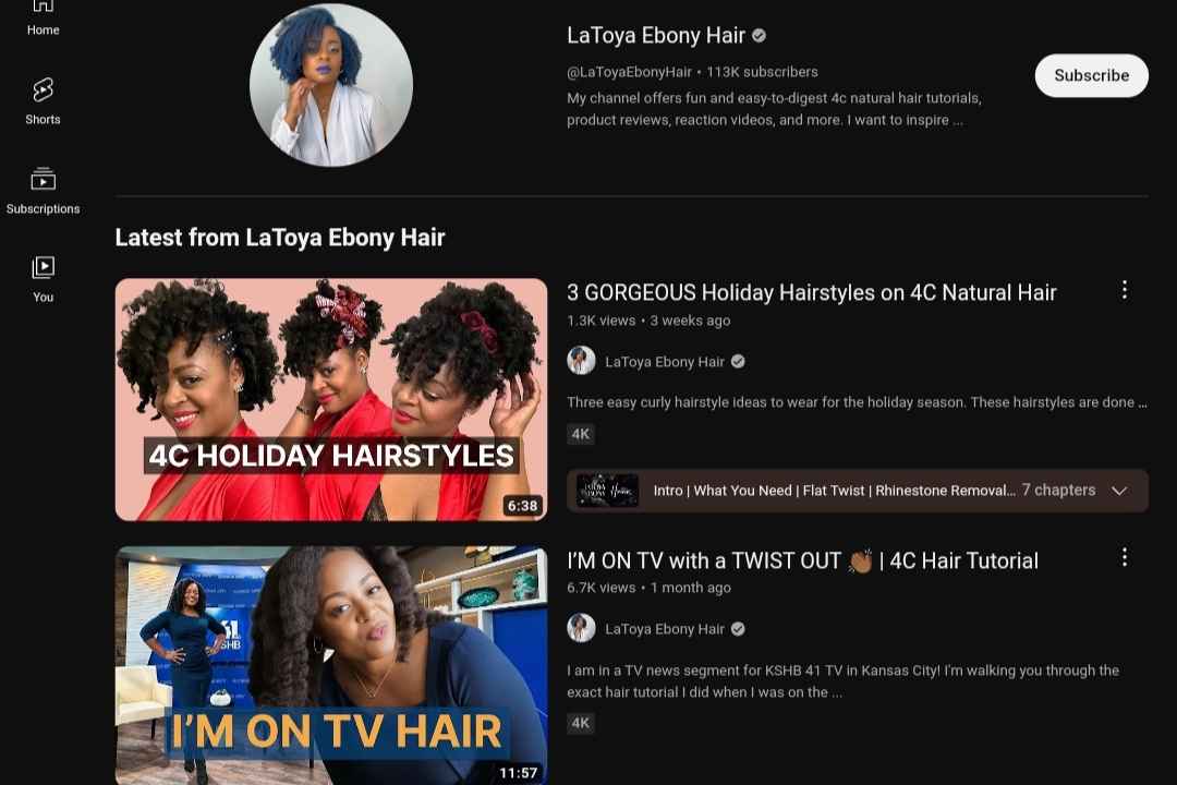 LaToya ebony hair natural hair YouTubers 